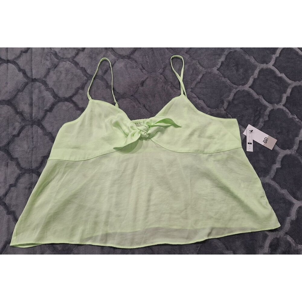 NWT BP Light Green Camisole Top With Adjustable Straps & Front Knot/Sz. 1X